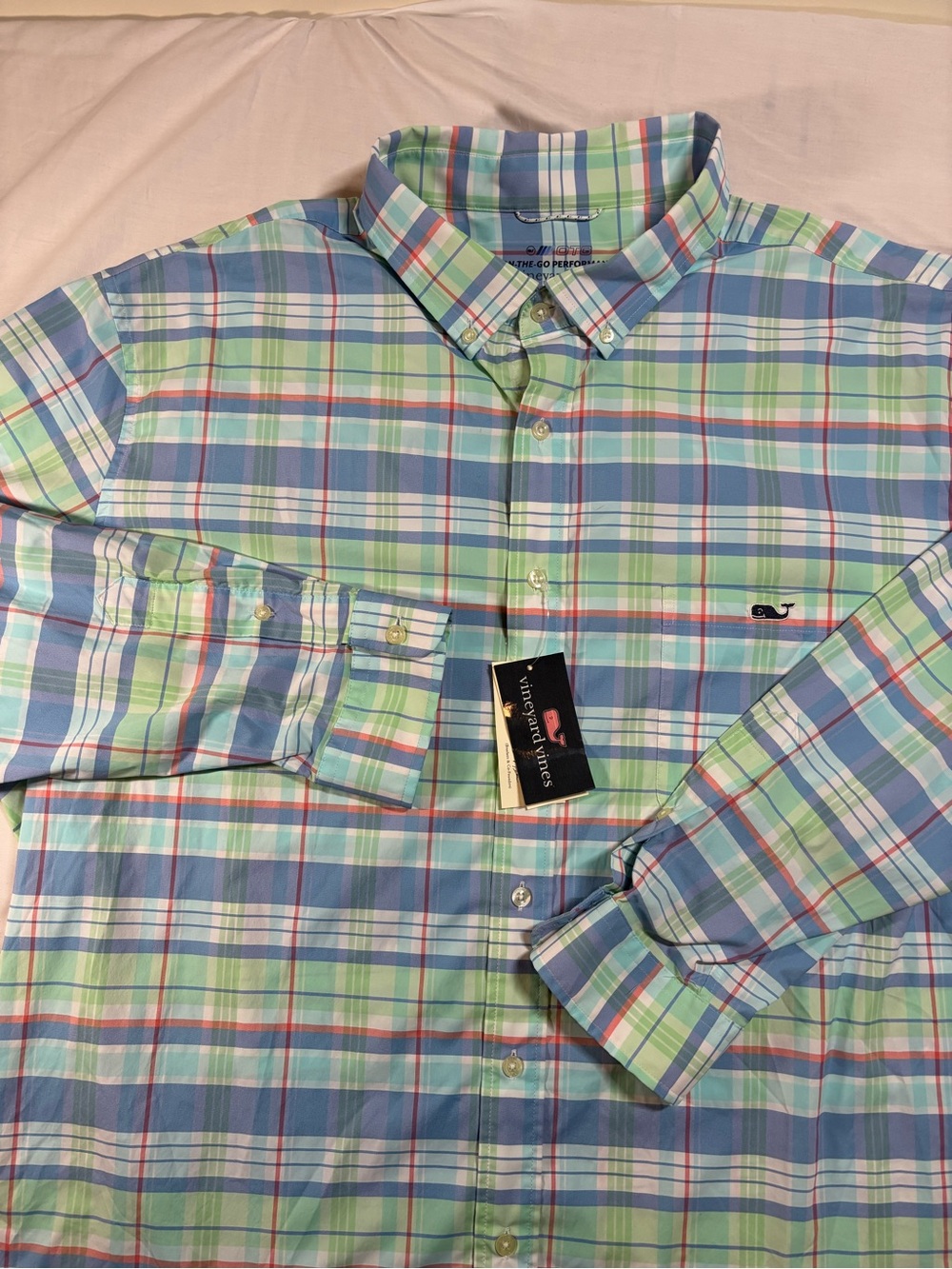 Vineyard Vines On-The-Go Performance Shirt Men 2XB Big Plaid NWT Stretch